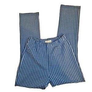 Urban Outfitters Blue White Gingham Seersucker Pants Elastic Waist Straight Leg